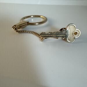 VINTAGE SWANK Key Tie Clip Key Chain Gold Tone